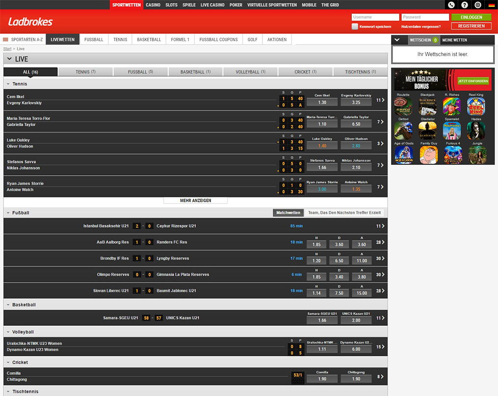 Ladbrokes Livewetten