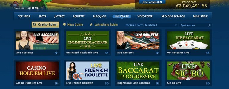 Live-Dealer-Bereich Europa Casino