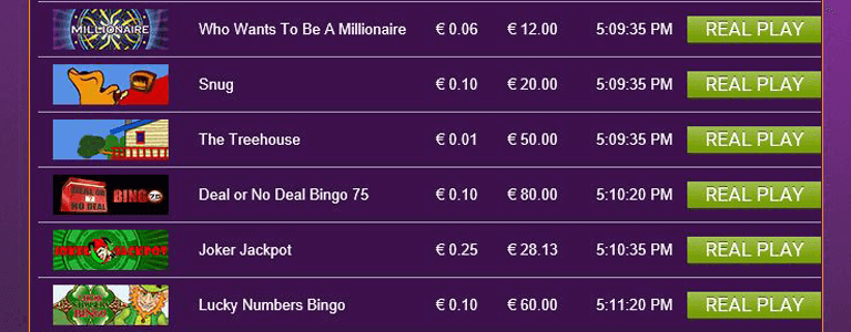 Bingo-Lobby mit Übersicht bei Ladbrokes Bingo