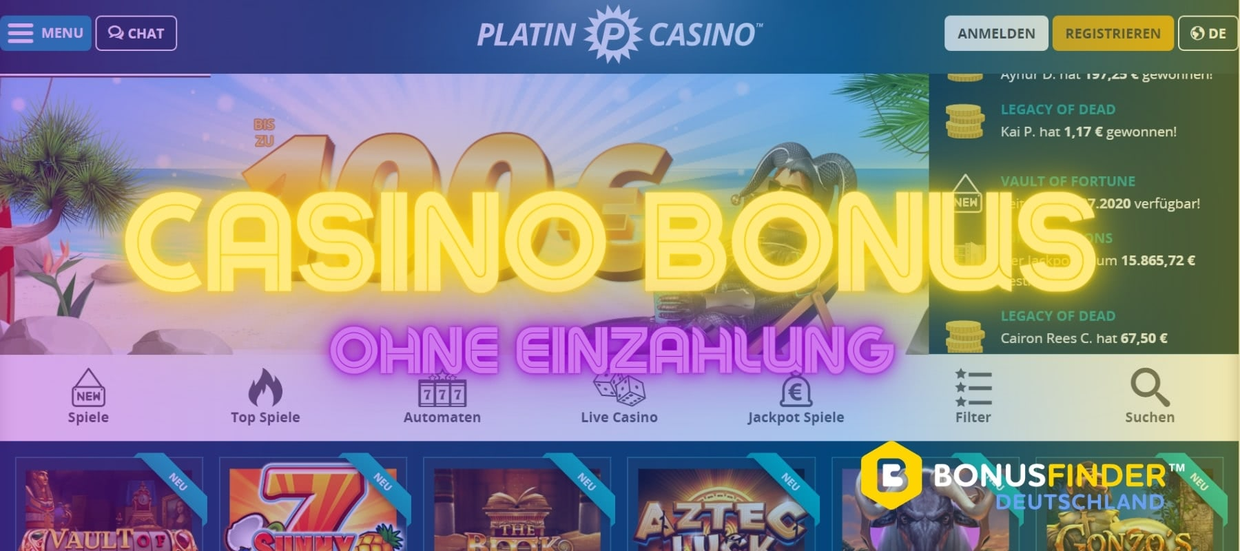 Platin Casino ohne Einzahlung