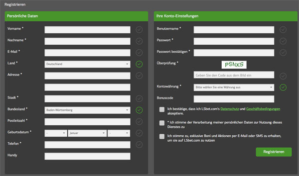 LSBet Registrierung 