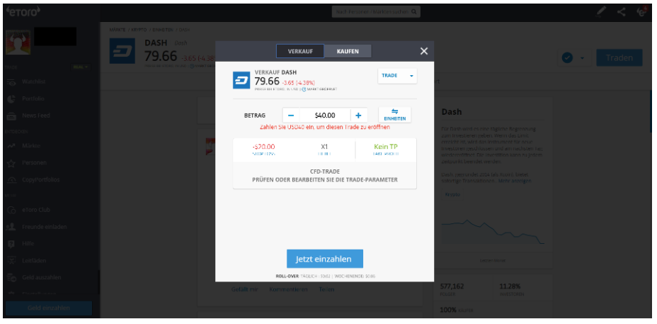 eToro Dash Trade
