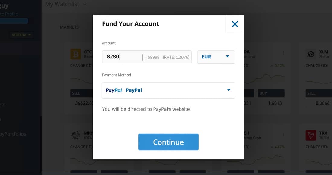 PayPal eToro