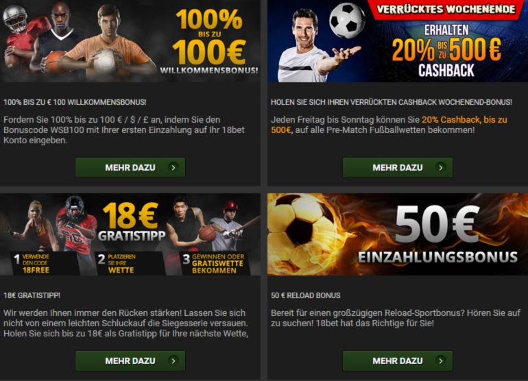 18bet Sportwetten Angebot